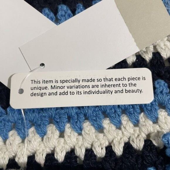 BP.  Junior Crochet Halter Top Size XL Blue Black Ziggy Stripe Boho - Picture 6 of 10